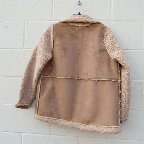 Caslon Faux Shearling Jacket Brown Saddle Color - Picture 7 of 7